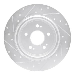 Honda Odyssey Brake Rotor (1) - Rear Right - R1 Concepts - Drilled & Slotted - Silver - `18-`25